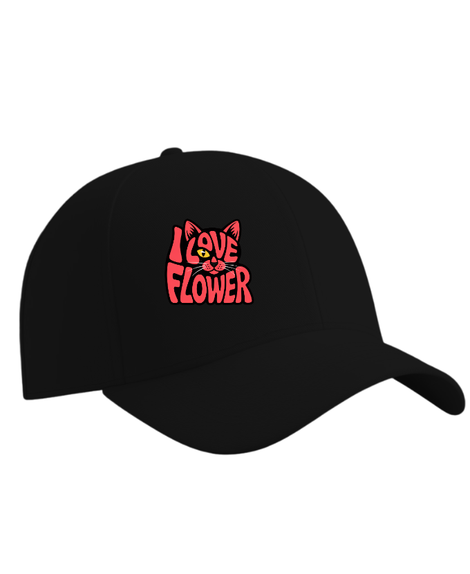 I Love Flower Cat Face Typography Graphic Design Hat